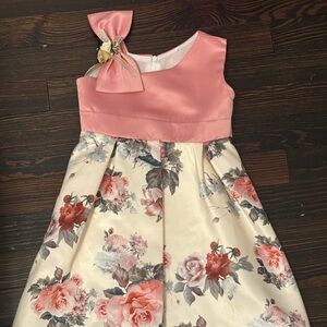 Floral Pink and Cream Kids Dress